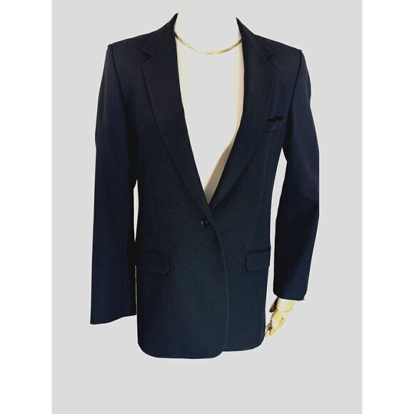 Helmut Lang Women's Black Peak Lapel Blazer Jacket Size 10 Button Lined - Picture 1 of 16